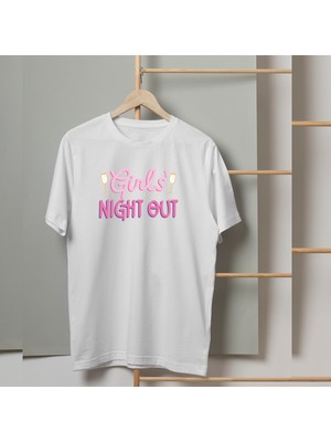 Mor Mürekkep Girl's Night Out Yazı Baskılı Kadın Tshirt