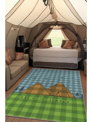 Homshtag Basit Yaşa,Minimalist Seyahat Temalı Halı,Çadır Halısı,Kampçı Halısı,Pamuklu Dokuma Tabanlı Yıkanabilir Halı