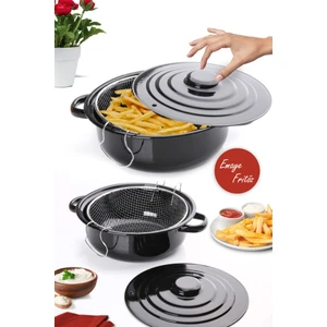 Yanmaz Yapışmaz Süzgeçli Emaye Fritöz Kızartma Tenceresi