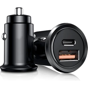 Yeni Tip Type-C ve USB Girişli Araç Metal Çakmaklık Şarj Aleti Çift Girişli Şarz Cihazı Soketi