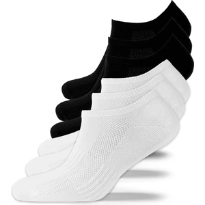 Kadın ve Erkek 6 Lı Spor Ayakkabı Çorabı Sneaker Siyah Beyaz Organik Pamuklu Patik Çorap