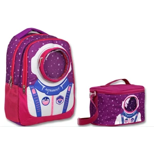 Ümit Çanta Cennec Bordo Mavi Astronot Ilkokul Sırt Çantası ve Beslenme Seti - Erkek Çocuk