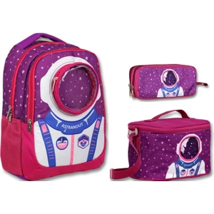 Ümit Çanta Cennec Bordo Mavi Astronot Ilkokul Sırt Çantası Seti - Erkek Çocuk