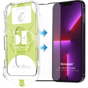 Apple iPhone 12 Pro Max Magic Uygulama Aparatlı Tam Kapatan Ekran Koruyucu Siyah