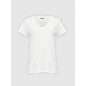 Kadın  V Yaka Basıc Kısa Kol Regular Beyaz T-shırt