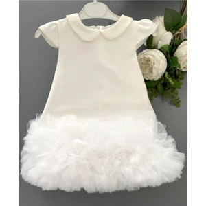 Buse & Eylül Bebe Bebe Yaka Tül Detaylı Kız Çocuk Elbisesi