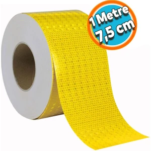 Reflektörlü Reflektif Fosforlu Şerit Bant Sarı Reflekte Sticker Ikaz Bandı 1 Metre