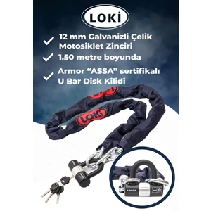 Moto Boss 12 mm Kalınlık 1.50 Metre Motorsiklet Scooter Zincir Kilit Armor Disk Kilidi U Bar