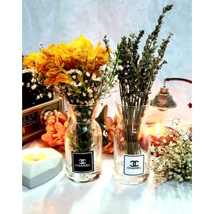 Saccura Dekor Cam Vazo Chanel Set Dekoratif Mini Vazo 195 cc 2'li Set