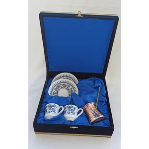 Kadife Kutulu Bakır Cezveli Ikili Porselen Fincan Takımı