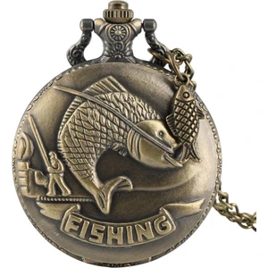 Keyfim Shop Kişiye Özel Retro Balık Kabartmalı Quartz Köstekli Saat