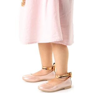 Kiko Kids Ankle Vakko Cırtlı Kız Çocuk Fiyonklu Babet Ayakkabı Bilekten Bağlamalı