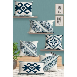 Belle Benoit  6'lı Çift Tarafı 3D Dijital Baskılı Dikdörtgen 30X50 ve 43X43 Kare Kırlent Kılıfı Seti