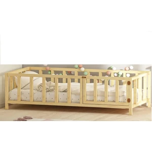 Özgök Tarım Kapılı Unisex Montessori Bebek ve Çocuk Karyolası Doğal Ahşap Yatak