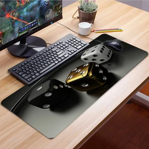 SonicTouch Siyah Beyaz Altın Zar Desenli Kaydırmaz Gaming Oyuncu Masaüstü Dikişsiz Klavye Pad/ped 32X70cm