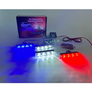 Mavi Kırmızı Beyaz Panjur Led 4lü Çakarlı Modlu Kumandalı 12v