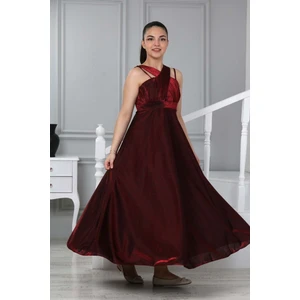 Kız Çocuk Uzun Bordo Saten Abiye Gece Mezuniyet ELBISESI-ABY-0029