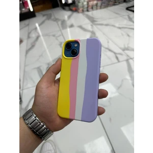 iPhone 13 Kılıf Gökkuşağı Kılıf Desenli Kılıf Renkli Pastel Sulu Boya Rainbow Kılıf