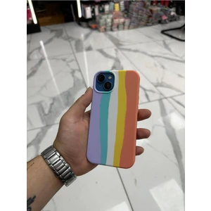 Bilişim Aksesuar iPhone 13 Kılıf Gökkuşağı Kılıf Desenli Kılıf Renkli Pastel Sulu Boya Rainbow Kılıf