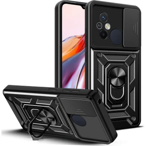 Xiaomi Redmi 12C Kılıf Kamera Korumalı Sürgülü Yüzüklü Armor Military Tank Koruyucu Kapak