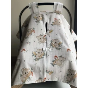 Derin Boutique Bej Örgü Koala Müslin Çift Yönlü Puset Örtüsü
