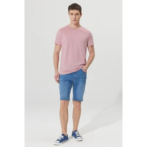 Altınyıldız Classics Erkek Açık Mavi Slim Fit Dar Kesim Pamuklu Esnek Denim Şort