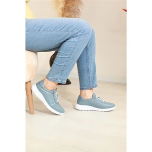 1684 Hakiki Deri Anatomik Tabanlı Bayan Günlük Ayakkabı - NKT01684-MAVI-37