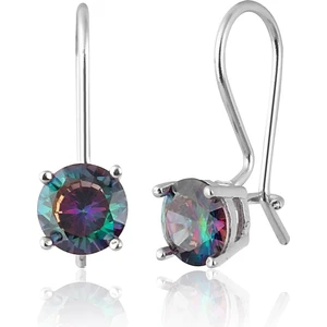Zanaat Silver 925 Ayar Gümüş Mistik Topaz Taşlı 6 mm Tektaş Mengeç Küpe
