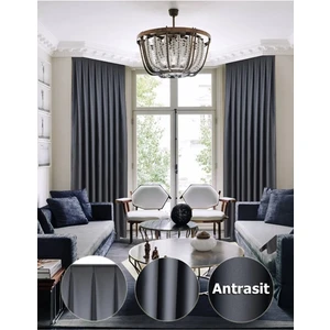 YS Perde Tasarım Lüx Saten Blackout Karartma Güneşlik Perde Düz Pilesiz - Antrasit