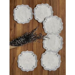 Nurhan Home 6 Adet Curly Modeli Gümüş Renk Nakışlı Kahve Yanı Kokteyl Sunum Peçete