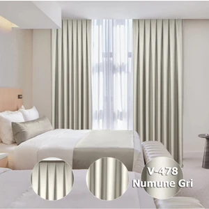 YS Perde Tasarım Lüx Saten Blackout Karartma Güneşlik Perde Düz Pilesiz - Numune Gri