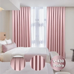 YS Perde Tasarım Lüx Saten Blackout Karartma Güneşlik Perde Düz Pilesiz - Pudra Pembe