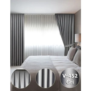 YS Perde Tasarım Lüx Saten Blackout Karartma Güneşlik Perde Yüksek  li  Düz Pilesiz - Gri