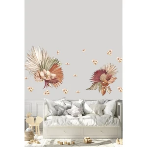 Kt Grup Boho Yapraklar ve Uçan Papatyalar Modern Duvar Sticker Seti