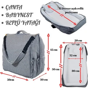 Home and Home Çantalı Babynest, Bebek Çantası, Taşına Bilir Ebeveyn Yanı Yatağı