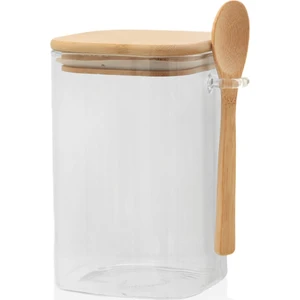 The Mia Bambu Kaşıklı Cam Saklama Kabı Kare 1050 cc