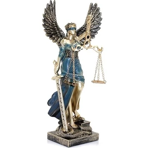 Keyfim Shop  Dekoratif Kanatlı Themis Adalet Kadını Heykeli Biblo 30*12 cm