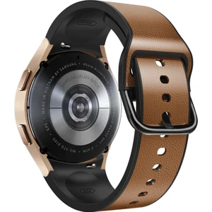 Samsung Galaxy Watch4 Için 40MM / 44MM / Watch4 Classic 42MM / Izle 5 40MM / 44MM / Watch 5 Pro 45MM Hızlı Sürüm Band Yumuşak Deri Kaplamalı Silikon Ayarlanabilir Kayış - Kahverengi (Yurt Dışından)