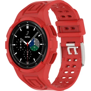 Samsung Galaxy Watch4 Için Classic 46MM Akıllı Saat Strap Soft Tpu Bilek Bandıyla Entegre - Kırmızı (Yurt Dışından)