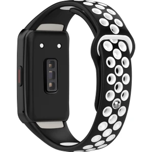 Huawei Band 6 / Honor Band 6 Çift Renkli Silikon Silikon Saat Band Ayarlanabilir Bilek Kayışı Değiştirme - Siyah / Beyaz (Yurt Dışından)