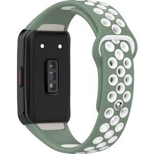 Huawei Band 6 / Honor Band Için 6 Çift Renkli Silikon Silikon Izle Band Ayarlanabilir Bilek Kayışı Değiştirme - Açık Yeşil / Beyaz (Yurt Dışından)