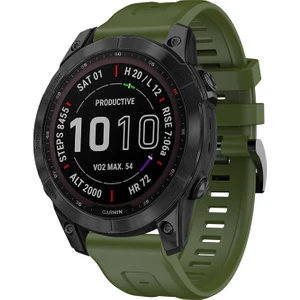 Garmin Fenix ​​7 / Fenix ​​6 Pro / 5 / Amazffit Falcon Için Esnek Silikon Izle Band Değiştirme Tokalı Şık Bilek Kayışı - Ordu Green (Yurt Dışından)