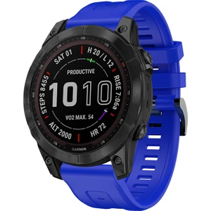 Garmin Fenix ​​7 / Fenix ​​6 Pro / 5 / Amazffit Falcon Için Esnek Silikon Izle Band Değiştirme Tokalı Şık Bilek Kayışı - Mavi (Yurt Dışından)