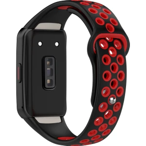 Huawei Band 6 / Honor Band Için 6 Çift Renkli Silikon Silikon Izle Band Ayarlanabilir Bilek Kayışı Değiştirme - Siyah / Kırmızı (Yurt Dışından)