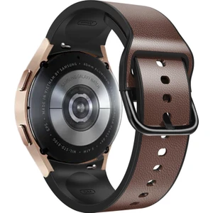 Samsung Galaxy Watch 4 40MM / 44MM / Watch4 Classic 42MM / Izle 5 40MM / 44MM / Watch 5 Pro 45MM Hızlı Sürüm Band Yumuşak Deri Kaplamalı Silikon Ayarlanabilir Kayış - Koyu Kahverengi (Yurt Dışından)