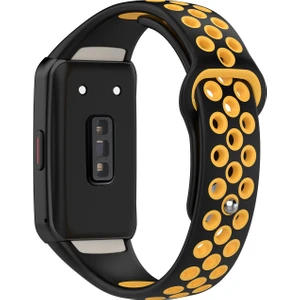 Huawei Band 6 / Honor Band Için 6 Çift Renkli Silikon Silikon Izle Band Ayarlanabilir Bilek Kayışı Değiştirme - Siyah / Sarı (Yurt Dışından)
