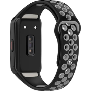 Huawei Band 6 / Honor Band Için 6 Çift Renkli Silikon Silikon Izle Band Ayarlanabilir Bilek Kayışı Değiştirme - Siyah / Gri (Yurt Dışından)