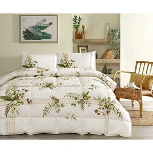 Nev Forest Ivy Çift Kişilik Krem Pamuk-Polyester Uyku Seti 195x215 cm, Klasik Desen, Silikon Elyaf Dolgulu ve Makinede Yıkanabilir