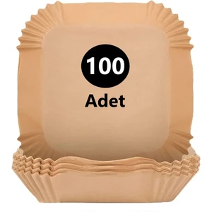 100 Adet Airfryer Pişirme Kağıdı Kare Tabak Model Yağlı Kağıt