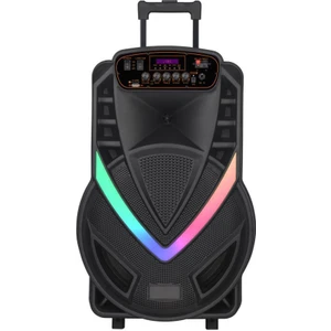 NDR-V12 Mikrofonlu Kumandalı Rgb Ledli Taşınabilir Tekerlekli Bluetooth Hoparlör